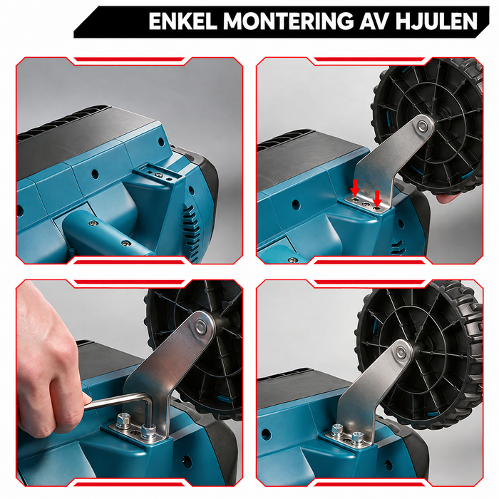 Enkel montering av stödhjulen
