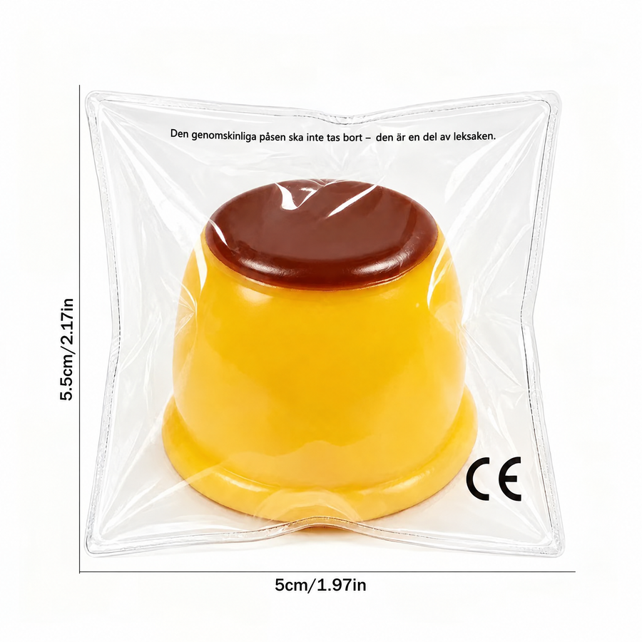 Squishy karamellpudding med kulfyllning