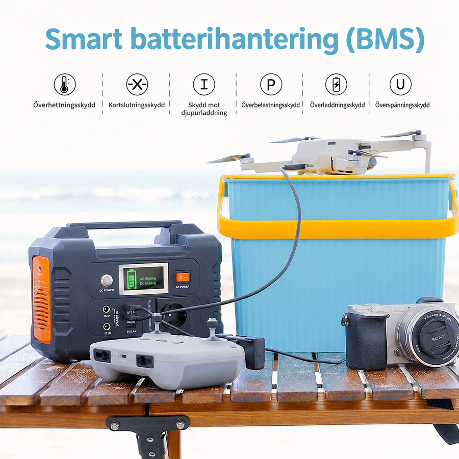 Portabel kraftstation 200W 151Wh LiFePO4