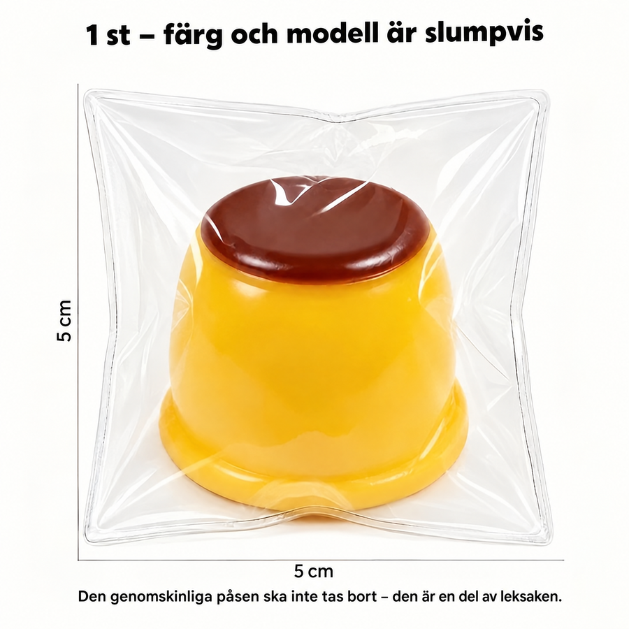 Squishy karamellpudding med kulfyllning