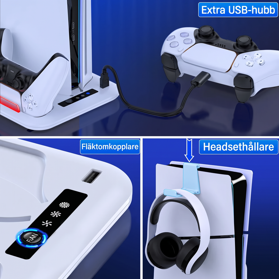 Kylstativ med laddstation för PS5 Slim
