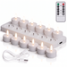 12-pack uppladdningsbara LED-värmeljus med laddstation (USB-C), kabel och fjärrkontroll