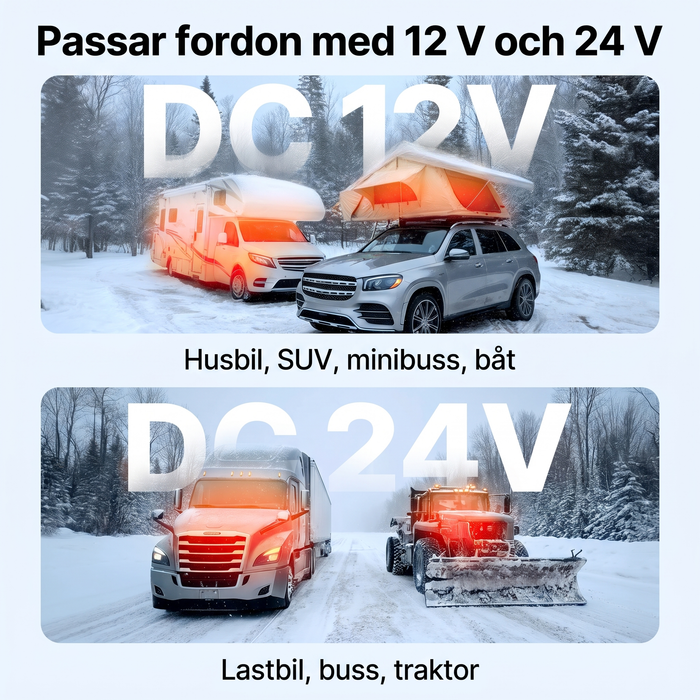 Passar fordon med 12 V och 24 V