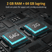 2 GB RAM och 64 GB lagring