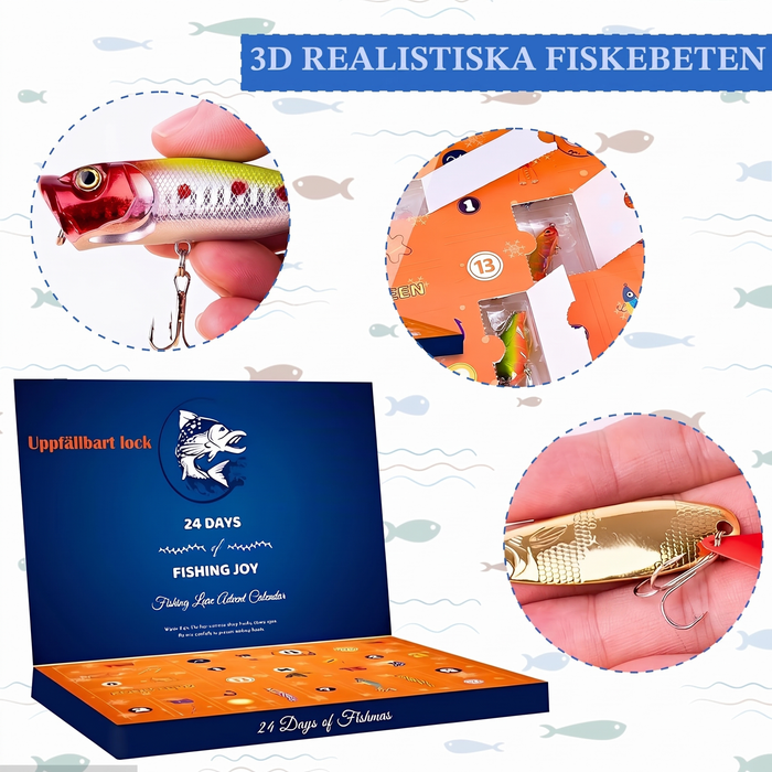 Fiskekalender 2026 – adventskalender med 24 fiskedrag för sportfiskare