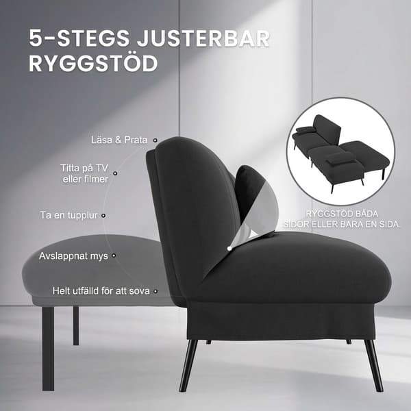 Hopfällbar bäddsoffa 2-i-1