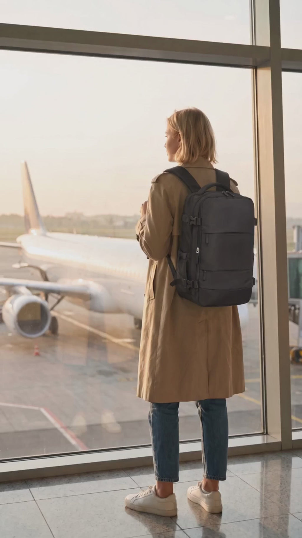 Reklamvideo: kabinväska ryggsäck 30 L med vakuumkompression