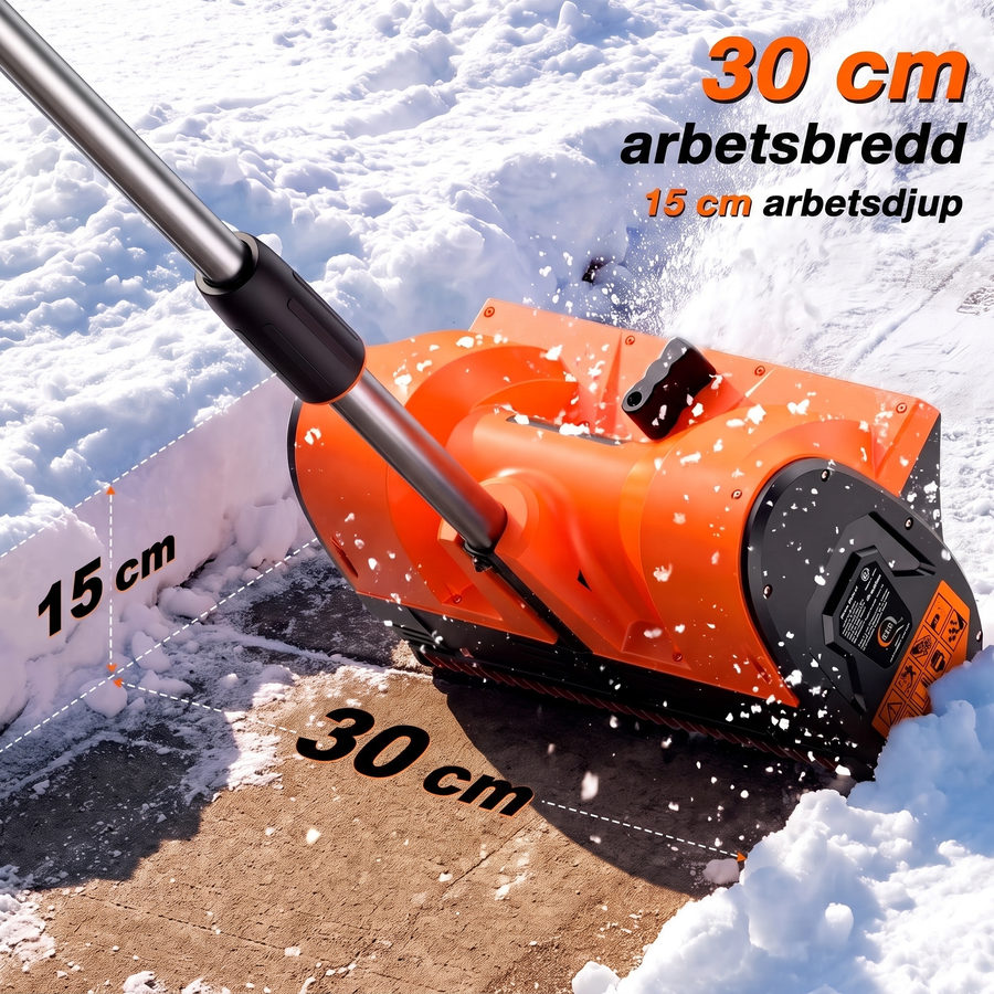 30 cm arbetsbredd och 15 cm arbetsdjup