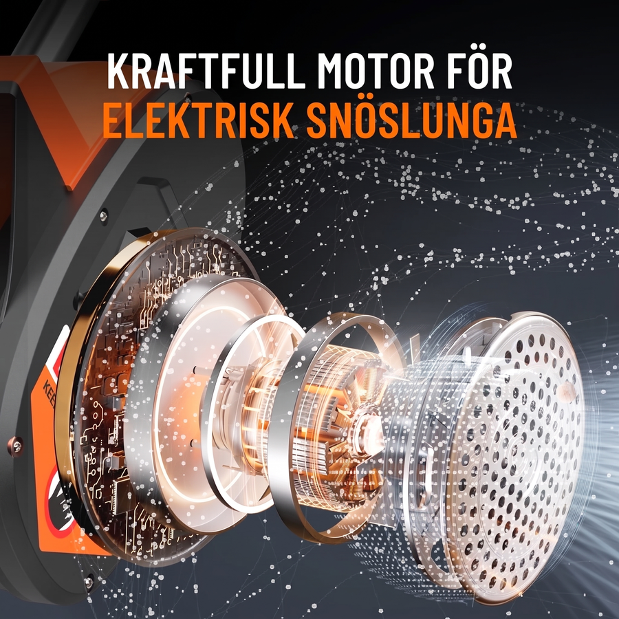 Kraftfull motor för elektrisk snöslunga