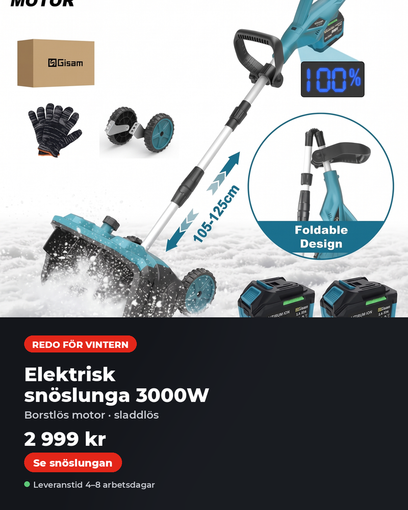 Elektrisk snöslunga 3000W – redo för vintern