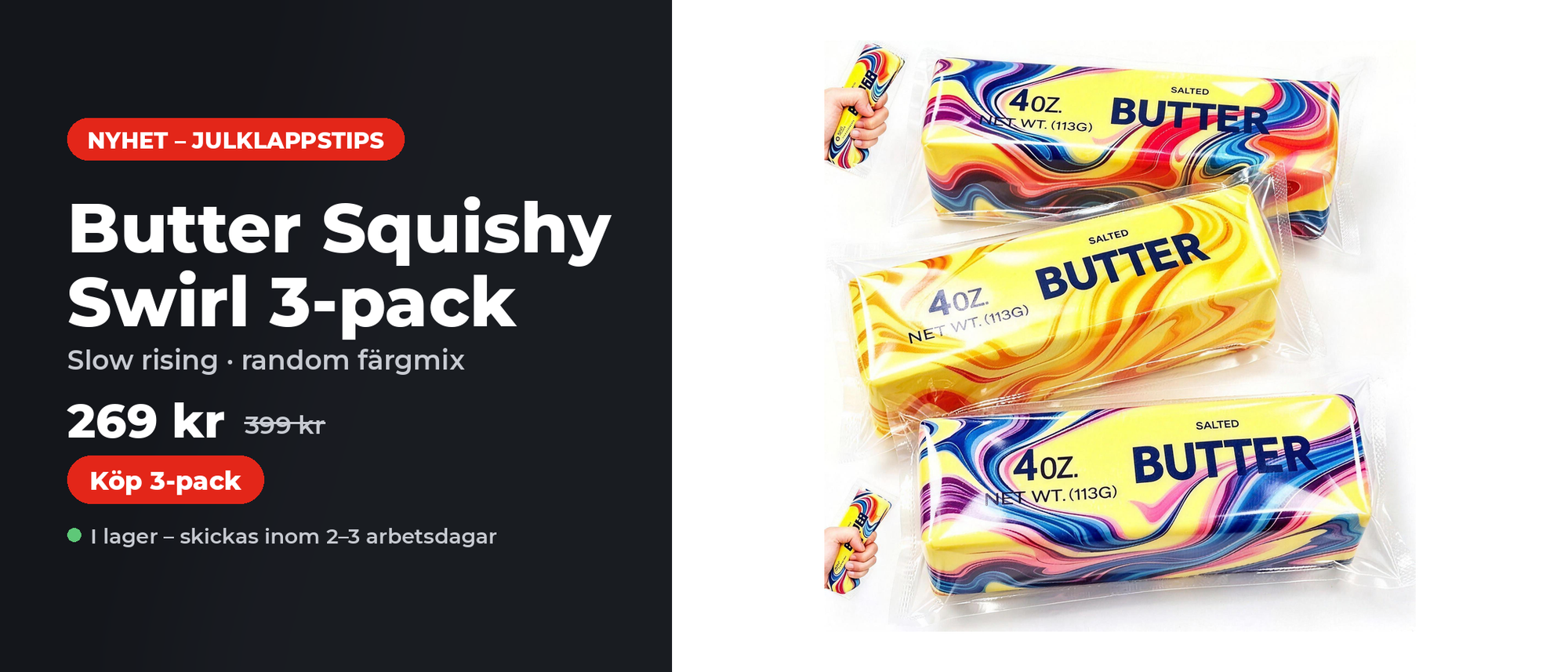 Butter squishy swirl 3-pack – julklappstips