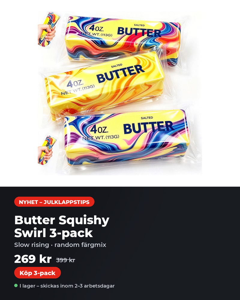 Butter squishy swirl 3-pack – julklappstips