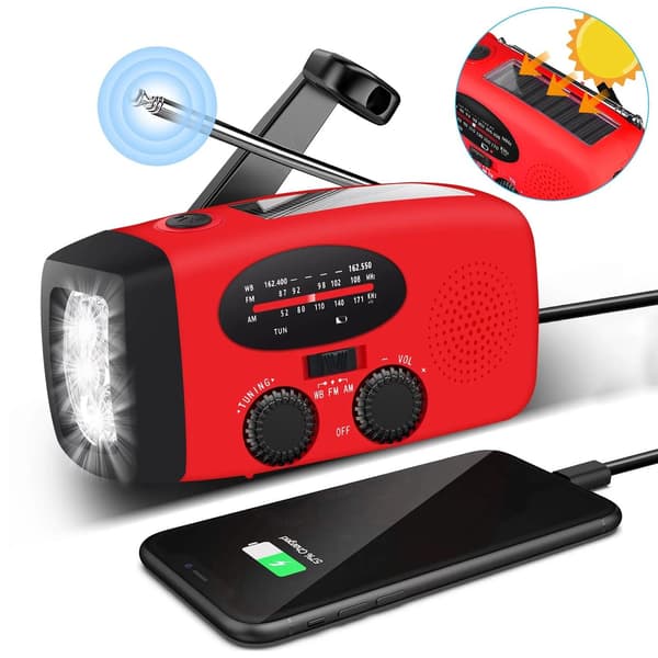 Vevradio med solceller och powerbank