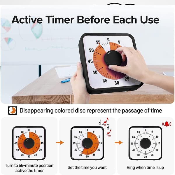 Visuell timer STOR i svart